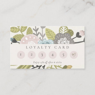 Carte De Visite Cute Pastel Boho Blush Blue Floral 6 Punch Loyauté