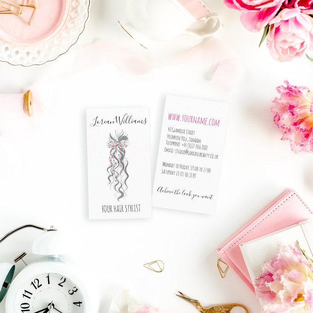 Carte De Visite Cute Pastel Bride Wavy Coiffeuse Salon de coiffure (Créateur téléchargé)