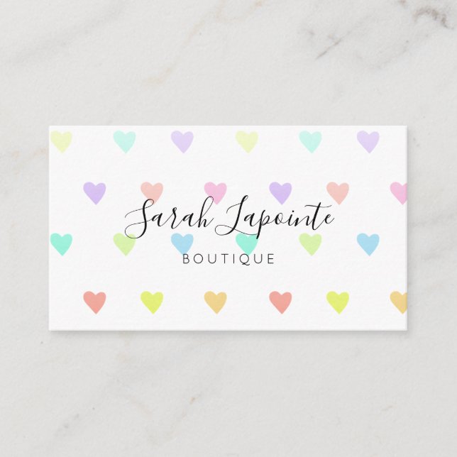 Carte De Visite Cute Pastel Rainbow Hearts Motif (Devant)