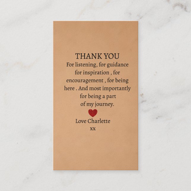Carte De Visite cute personalized thank you love  (Devant)