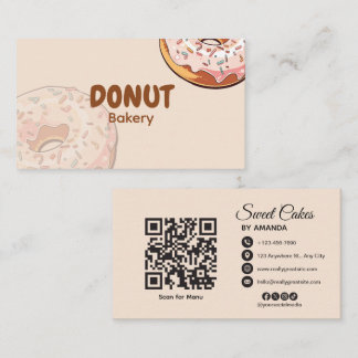 Carte De Visite Cute Pink Donut Bakery 