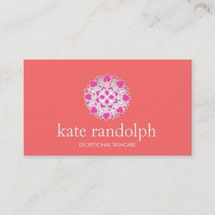 Carte De Visite Cute Pink et Coral Lotus Beauty Salon et Spa