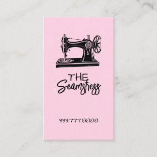 Carte De Visite Cute pink Seamstress business card 
