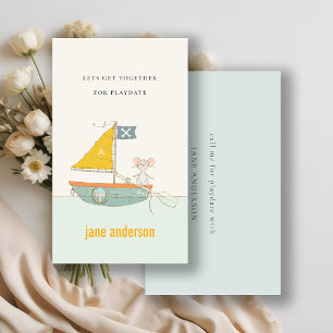 Carte De Visite Cute Pirate bateau à voile Monogramme Joueur Enfan