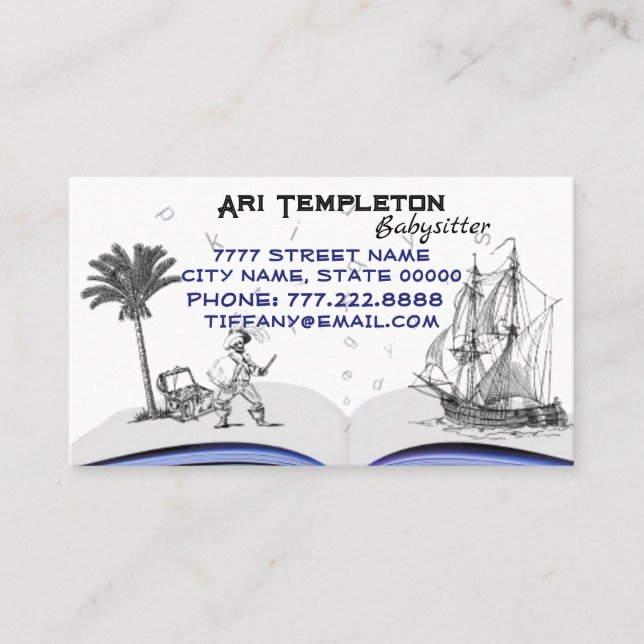 Carte De Visite Cute Pirate et Ship Babysitter Garde d'enfants (Devant)