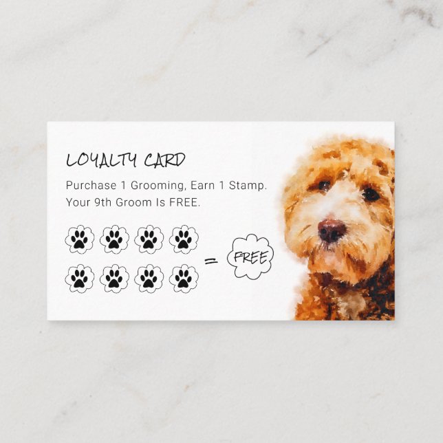 Carte De Visite Cute Poodle Chien Grooming Shopping Loyauté (Dos)