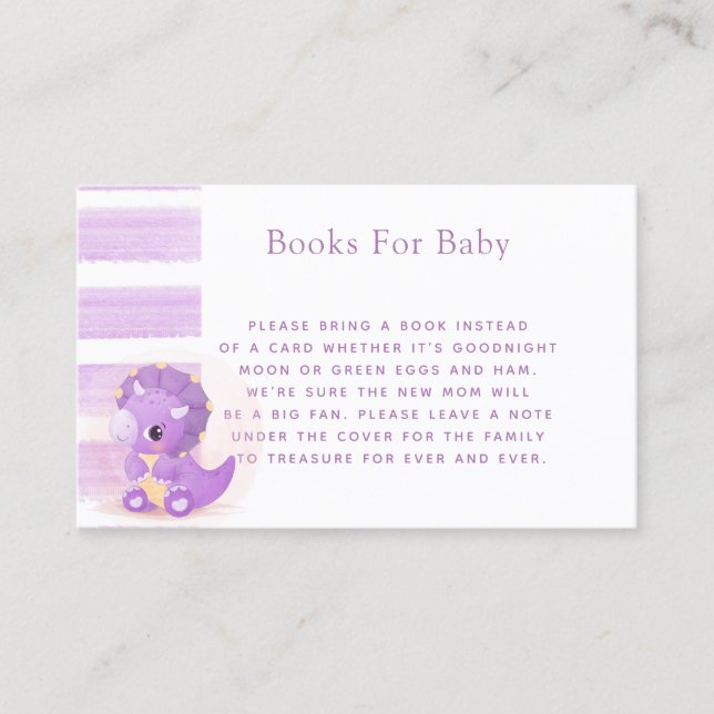 Carte De Visite Cute Purple Dinosaur Girl Books for Baby (Devant)