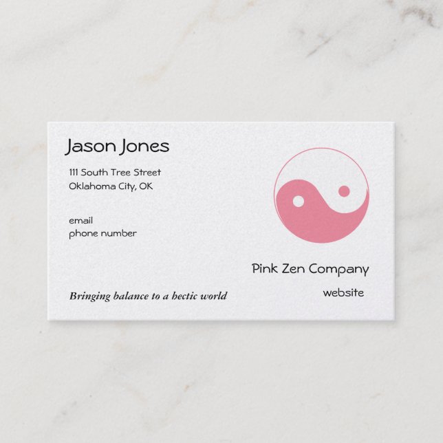 Carte De Visite Cute rose Yin Yang (Devant)