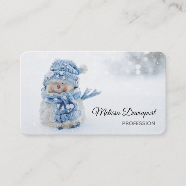 Carte De Visite Cute Snowman au photographe de Christmas (Devant)