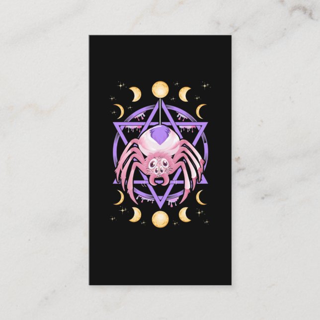 Carte De Visite Cute Spider Satan Moon Pastel Goth Kawaii (Devant)