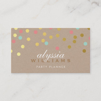 Carte De Visite CUTE SPOT confetti tendance corail à la menthe dor