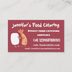 Carte De Visite Cute sushi riz crevettes amis dessin animé