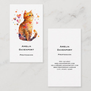 Carte De Visite Cute Tabby Chat avec Coeurs