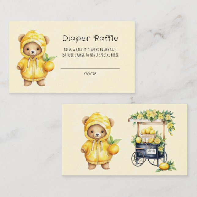 Carte De Visite Cute Teddy Ours Yellow Lemon Diaper Raffin (Devant / Derrière)