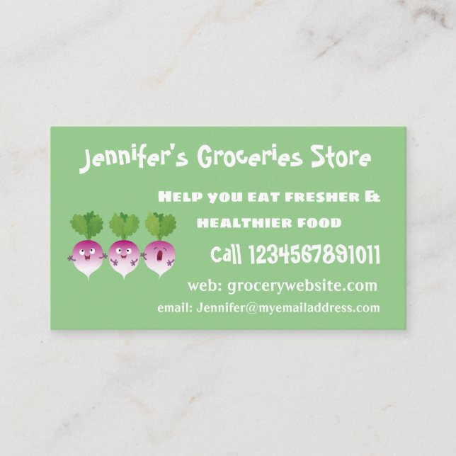 Carte De Visite Cute turnip légumes trio chanter dessin animé (Devant)