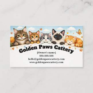 Carte De Visite Cute Watercolor Kittens Cattery Business Card