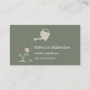 Carte De Visite Cute Whimsical Gardening Services & QR Code Busin