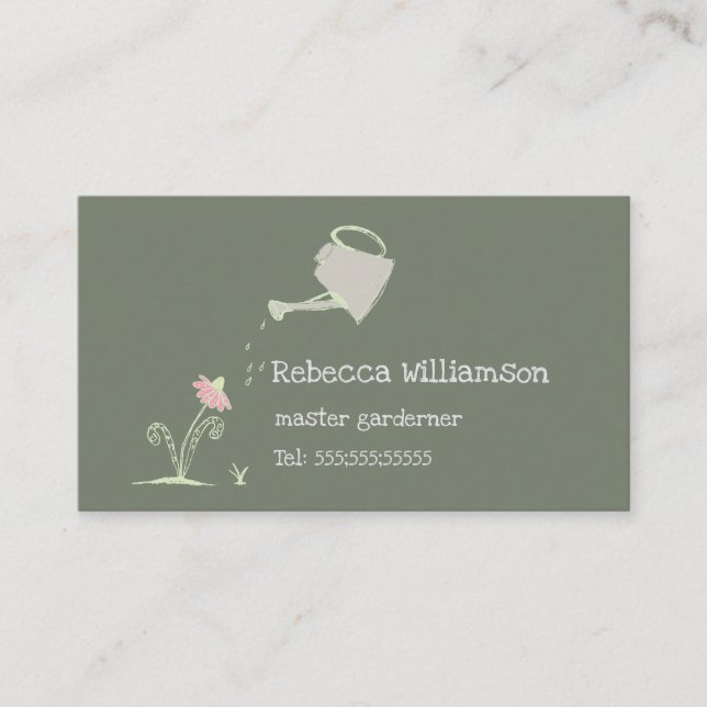 Carte De Visite Cute Whimsical Gardening Services & QR Code Busin (Devant)