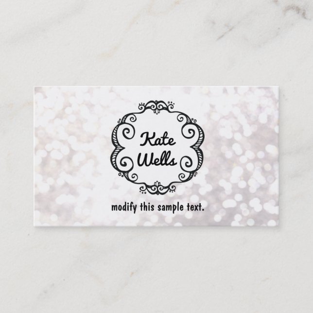Carte De Visite Cute Whimsical White Parties scintillant Bokeh (Devant)
