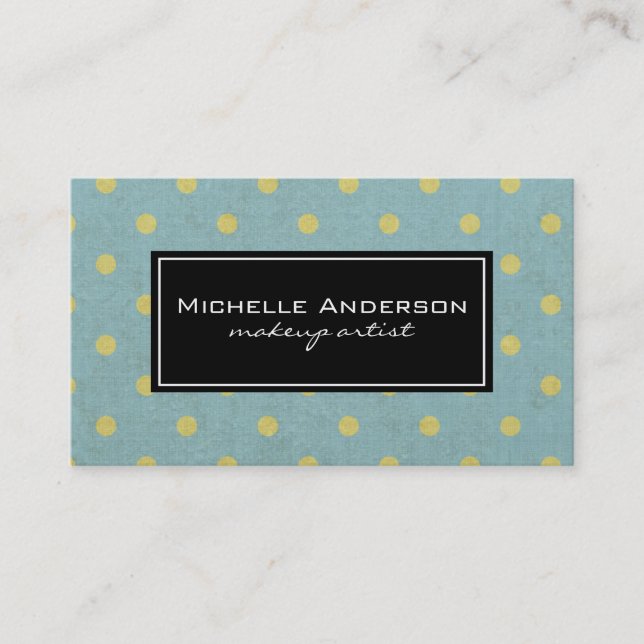 Carte De Visite Cute Yellow Polka Point Motif Texture verte (Devant)
