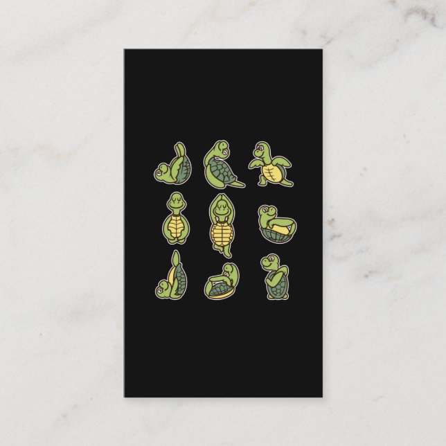Carte De Visite Cute Yoga Turtle Amoureux des animaux de mer (Devant)
