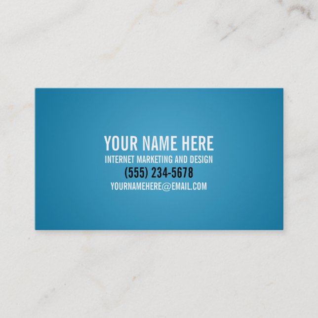 Carte de visite cyan typographique audacieux (Devant)