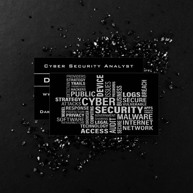 Carte De Visite Cyber Sécurité Intelligence moderne argent noir (Créateur téléchargé)