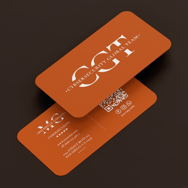 Carte De Visite Cybersécurité IT Monogramme Moderne Orange (Cybersecurity Monogram Modern Orange Business Card
)