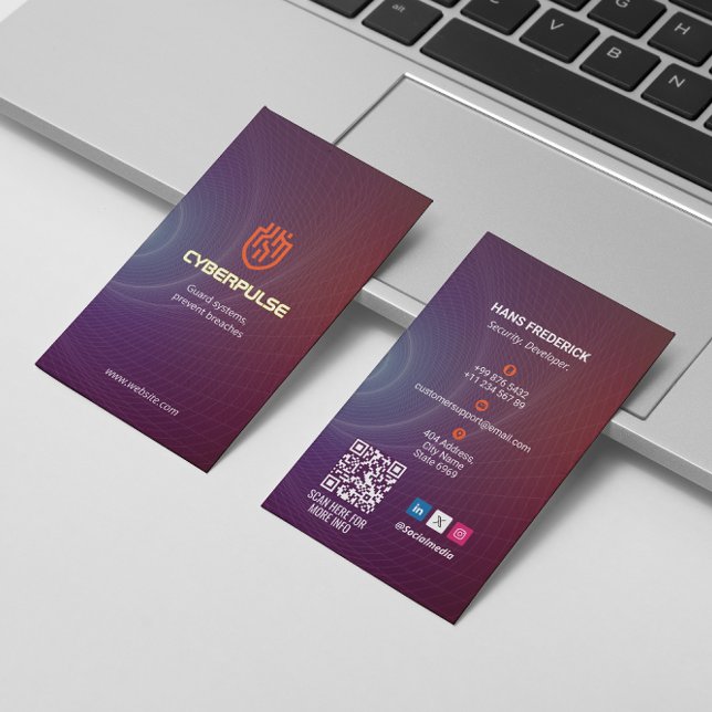 Carte De Visite Cybersécurité | Moder Purple Pulse (Créateur téléchargé)