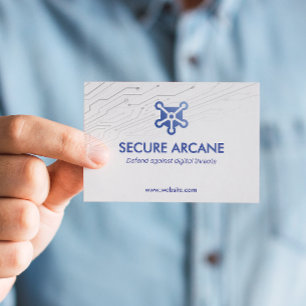 Carte De Visite Cybersécurité Simple blanc futuriste