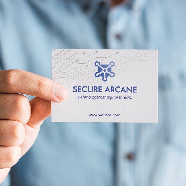Carte De Visite Cybersécurité | Simple blanc futuriste (Créateur téléchargé)