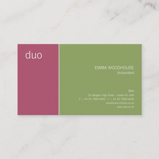 Carte De Visite Cyclamen rose et vert de duo (Devant)
