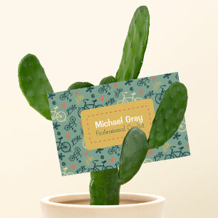 Carte De Visite Cycliste professionnel Motif à vélos verts