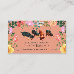 Carte De Visite Dachshund Boho Garde d'Animaux Fleurs Sauvages Cor