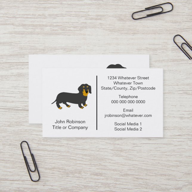 Carte De Visite Dachshund Chien Design Embarquement Kennels (Devant/Arrière en situation)