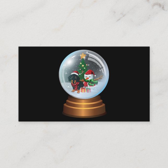 Carte De Visite Dachshund dans Snowball Weinerful Christmas Doxie  (Devant)