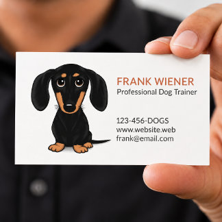 Carte De Visite Dachshund noir et feu | Chien de dessin animé Doxi