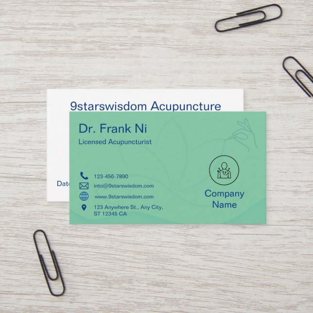 Carte de visite d'acupuncture  Carte de visite de  (Devant/Arrière en situation)