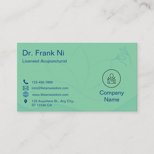 Carte de visite d'acupuncture  Carte de visite de  (Devant)