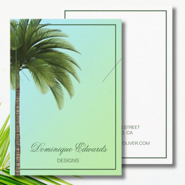 Carte de visite d'affichage moderne vert Palm Tree (Créateur téléchargé)