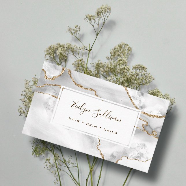 carte de visite d'agate blanc et or (Créateur téléchargé)