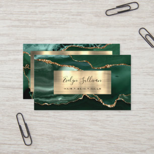 Carte de visite d'agate d'or Emerald Green