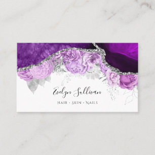 carte de visite d'agate fleurie violette