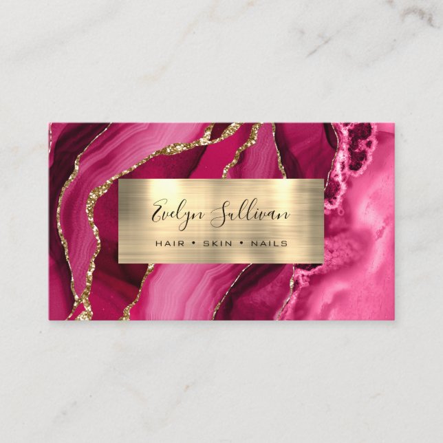 Carte de visite d'agate Magenta Gold (Devant)
