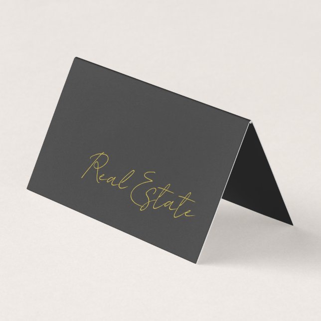 Carte de visite d'agent de style couleur gris or (Devant)