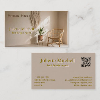 Carte de visite d'agent immobilier au style boho