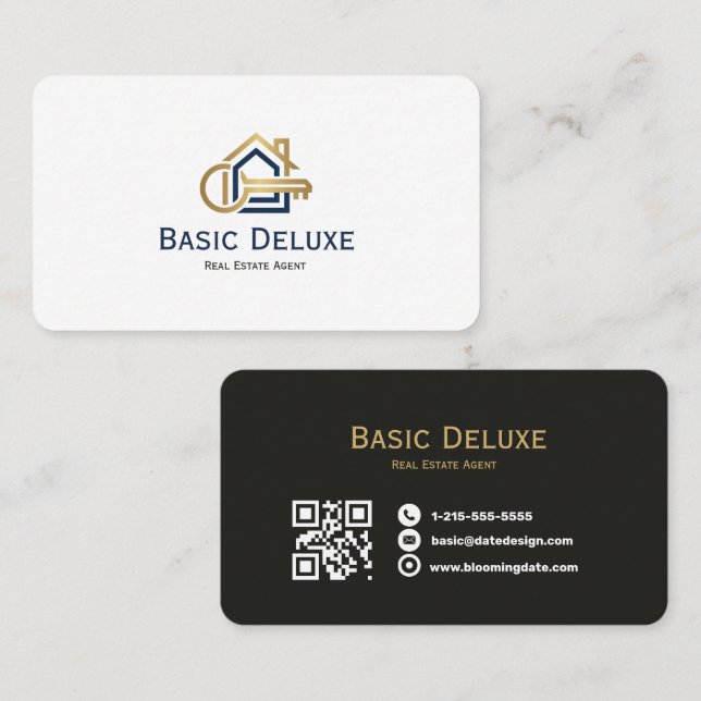 Carte de visite d'agent immobilier avec logo/code  (Devant / Derrière)