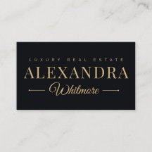 Carte de visite d'agent immobilier Black Gold 