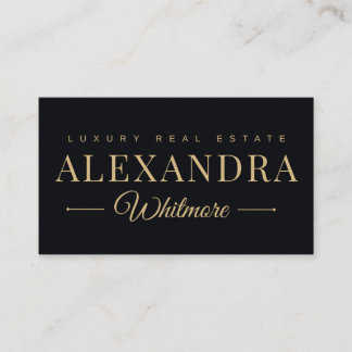 Carte de visite d'agent immobilier Black Gold 