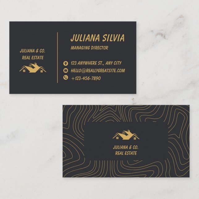 Carte de Visite d'Agent Immobilier Luxueux Minimal (Devant / Derrière)